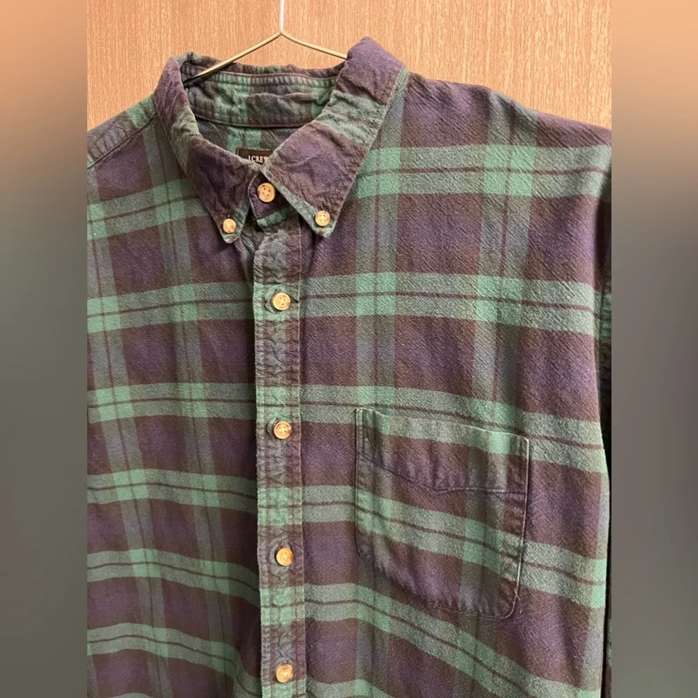 J. Crew Plaid Flannel Button Down Shirt Men's Size Large
